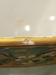 A pair of exceptional Chinese famille rose celadon-ground vases, 19th C.