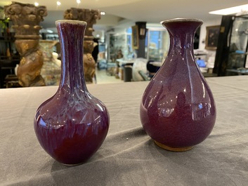 Two Chinese flamb&eacute;-glazed vases, Qing and Republic