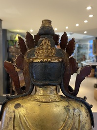 A large Chinese gilded bronze Buddha Amitayus, 19/20th C.