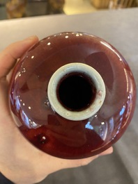 Vase de forme 'meiping' en porcelaine de Chine &agrave; &eacute;mail dit 'fleur de p&ecirc;che', 19&egrave;me