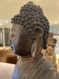 Grand Bouddha en bronze dor&eacute;, Sino-Tibet, Ming