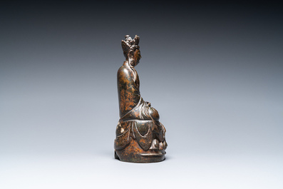 Bouddha en bronze dor&eacute; et laqu&eacute;, Sino-Tibet, fin Ming ou d&eacute;but Qing