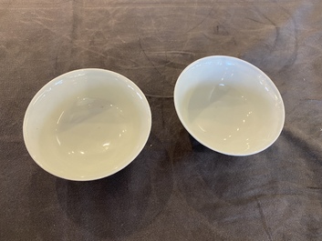 Paire de bols en porcelaine de Chine doucai, marque de Yi Pin Tang Zhi 一品堂製, Guangxu