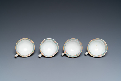 17 pieces from a Chinese Canton famille verte tea service, 19th C.
