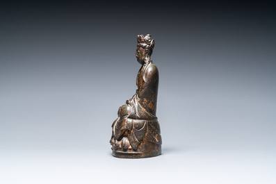 Bouddha en bronze dor&eacute; et laqu&eacute;, Sino-Tibet, fin Ming ou d&eacute;but Qing