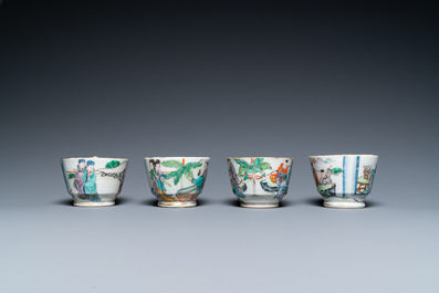 17 pieces from a Chinese Canton famille verte tea service, 19th C.