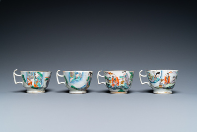 17 pieces from a Chinese Canton famille verte tea service, 19th C.