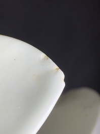 A tall Chinese Dehua blanc de Chine Guanyin, seal mark, Qing
