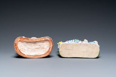 A Chinese famille rose 'Hehe Er Xian' group and a 'Caishen' figure, Qianlong and later