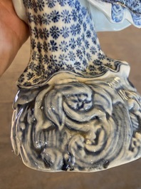 A Chinese blue and white Guanyin with child, Cai Fu Ji 蔡福記 mark, Republic