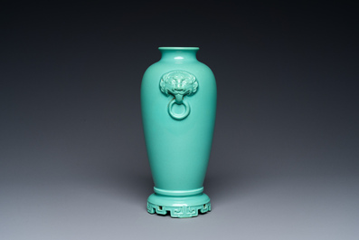 A Chinese turquoise-glazed vase, Qianlong mark but probably Republic