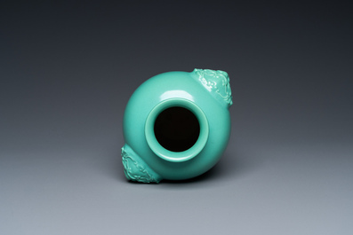 A Chinese turquoise-glazed vase, Qianlong mark but probably Republic