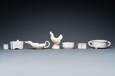 Belle collection de fa&iuml;ences blanches monochromes, France et Pays-Bas, 18/19&egrave;me