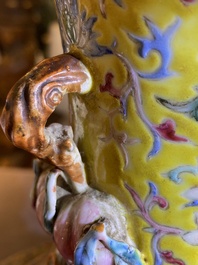 A Chinese famille rose 'mountainous landscape' vase, Qianlong mark, 20th C.