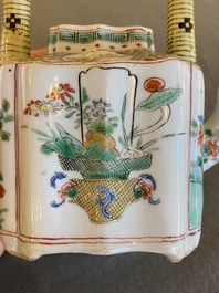 A Chinese famille verte teapot and cover, Kangxi