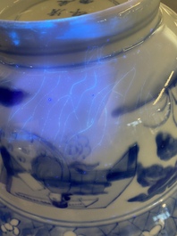 Een Chinese blauw-witte klapmuts kom, Kangxi merk en periode