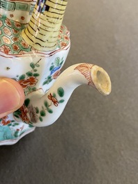 A Chinese famille verte teapot and cover, Kangxi