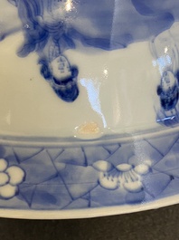 Een Chinese blauw-witte klapmuts kom, Kangxi merk en periode