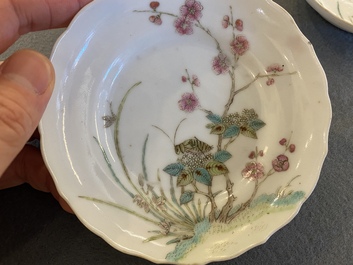 Vier Chinese famille rose schoteltjes, Daoguang en Guangxu merken en periode