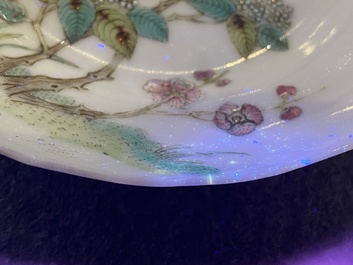 Vier Chinese famille rose schoteltjes, Daoguang en Guangxu merken en periode