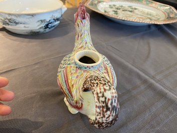 A Chinese famille rose rooster-shaped ewer, Qianlong