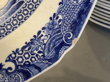 A Chinese blue and white 53-piece service, Qianlong