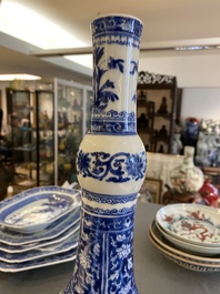 A Chinese blue and white bottle vase with floral design, Kangxi