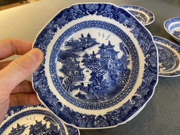 A Chinese blue and white 53-piece service, Qianlong
