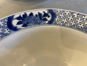 A Chinese blue and white 'Long Eliza' bowl, Wanli mark, Kangxi