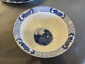 A Chinese blue and white 'Long Eliza' bowl, Wanli mark, Kangxi