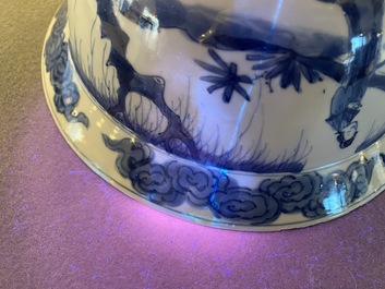 A Chinese blue and white 'Long Eliza' bowl, Wanli mark, Kangxi