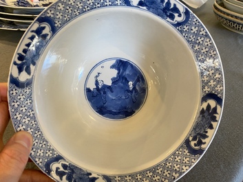 A Chinese blue and white 'Long Eliza' bowl, Wanli mark, Kangxi