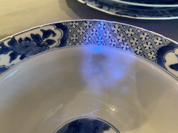 A Chinese blue and white 'Long Eliza' bowl, Wanli mark, Kangxi