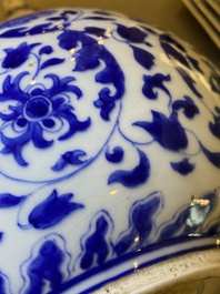A Chinese blue and white bottle vase with floral design, Kangxi