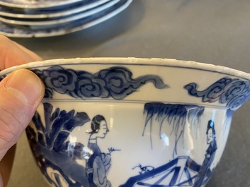 A Chinese blue and white 'Long Eliza' bowl, Wanli mark, Kangxi