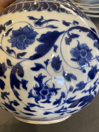 A Chinese blue and white bottle vase with floral design, Kangxi