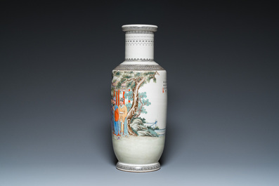 A Chinese famille rose rouleau vase, Qianlong mark, Republic
