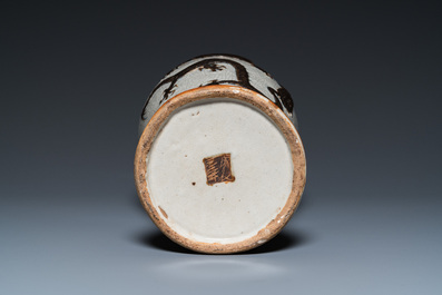 A Chinese grey-ground Nanking 'dragon' vase, Chenghua mark, 19th C.