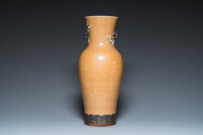 A Chinese light brown-ground Nanking 'dragon' vase, Chenghua mark, 19th C.