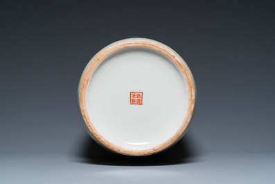 A Chinese famille rose rouleau vase, Qianlong mark, Republic