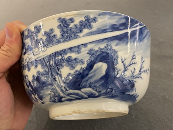 A Chinese blue and white 'Bleu de Hue' bowl for the Vietnamese market, Nhược th&acirc;m tr&acirc;n t&agrave;ng 若深珍藏 mark, 19th C.