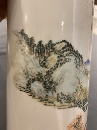 A Chinese qianjiang cai hat stand, signed Wang You Tang 汪友棠 and dated 1904