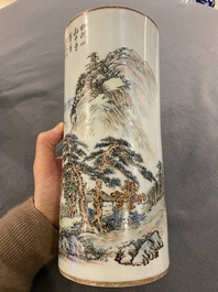 A Chinese qianjiang cai hat stand, signed Wang You Tang 汪友棠 and dated 1903