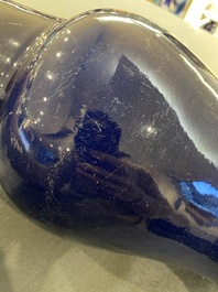 A Chinese monochrome blue 'yenyen' vase, Qianlong