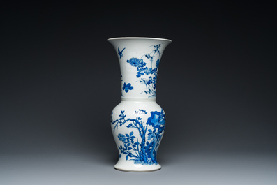 A Chinese blue and white bianco sopra bianco 'yenyen' vase, Kangxi