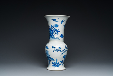 A Chinese blue and white bianco sopra bianco 'yenyen' vase, Kangxi