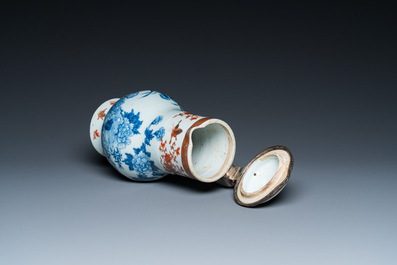 A Chinese blue and white covered ewer, a bowl and two sauceboats, Kangxi/Qianlong