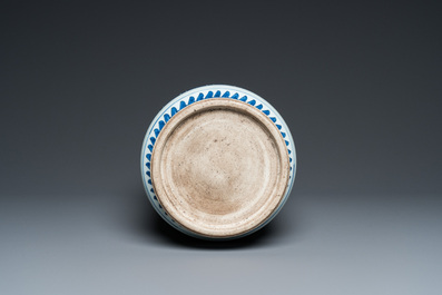 A Chinese blue and white vase with floral scrolls, probably Qianlong
