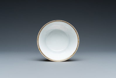 An exceptionally fine Chinese famille rose cup and saucer, Yongzheng