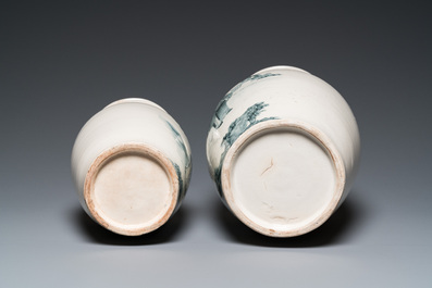 Two Chinese grisaille vases, one with a Jinhe 錦合 mark, Fengxi Chaozhou kilns, 19/20th C.